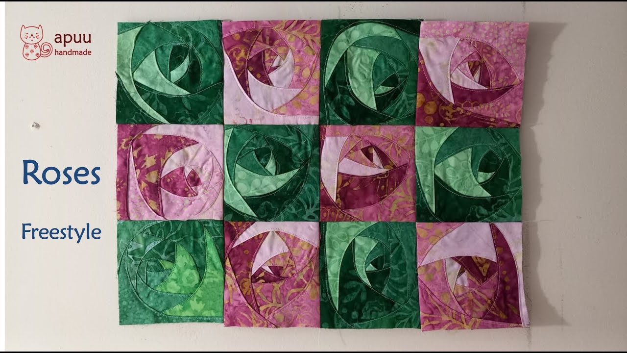 Cara jahit: Rose quilt block | Freestyle | DIY | How to make | Tutorial | Patchwork | Flower