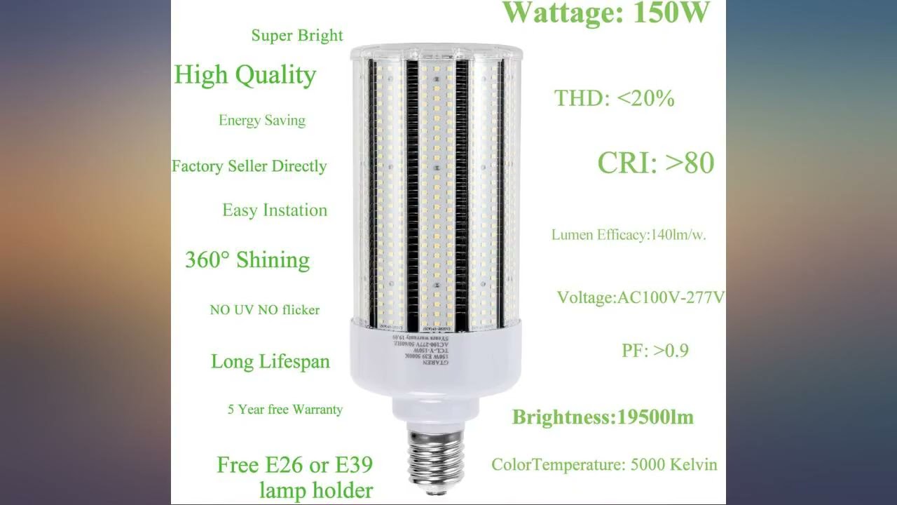 150W LED Corn Cob Light Bulb,Equivalent 600 Watt Metal Halide HPS HID CFL,5000K review