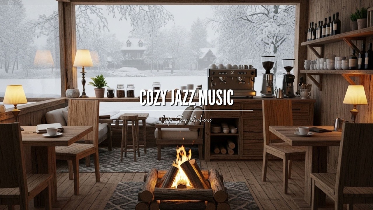 Gentle Fireplace Café Jazz ❄️ Soft Music for Studying, Working, Focusing & Sleeping