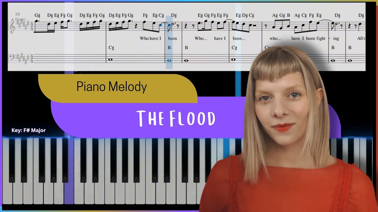 Aurora - The Flood | Easy Piano Melody Tutorial for Beginners | Karaoke Sing along