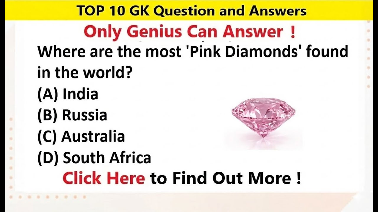 Where are the most pink diamonds found? | GK | GK Question | English GK | GK GS | GK in English