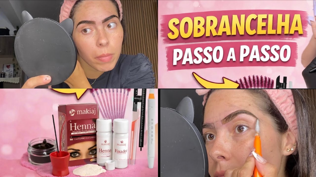 Testei Henna makiaj / Design sozinha em casa /Design sobrancelhas Passo a passo 