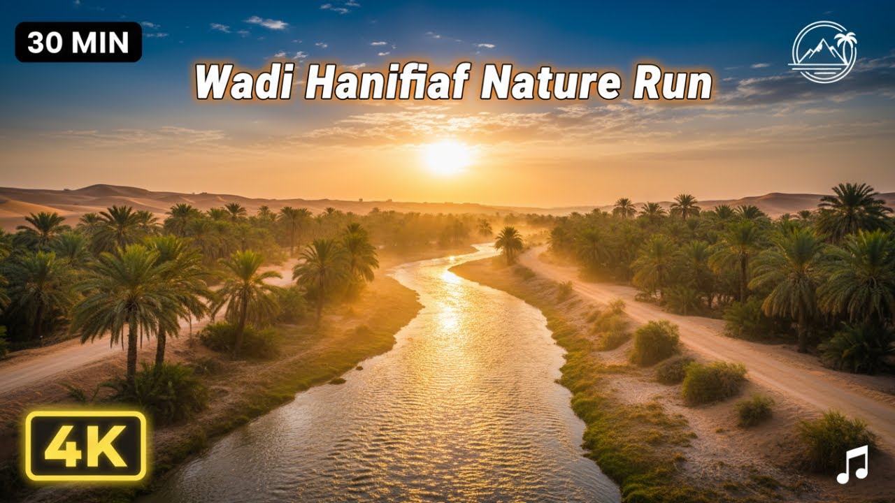 30 MIN 4K Virtual Trail Run – Wadi Hanifah | Calm Music & Nature Sounds (Treadmill Recovery Run)