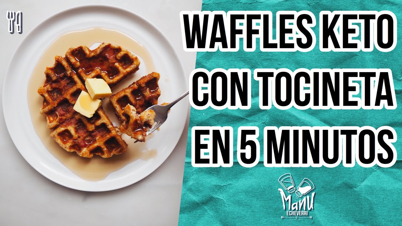 🥓WAFFLES KETO CON QUESO Y TOCINETA EN 5 MINUTOS | KETO BACON AND CHEESE WAFFLES | Manu Echeverri