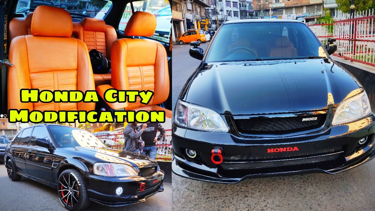 Honda City Modification Black Color body Paint | Leather Bucket Seat Cover And Interior Sporty Look