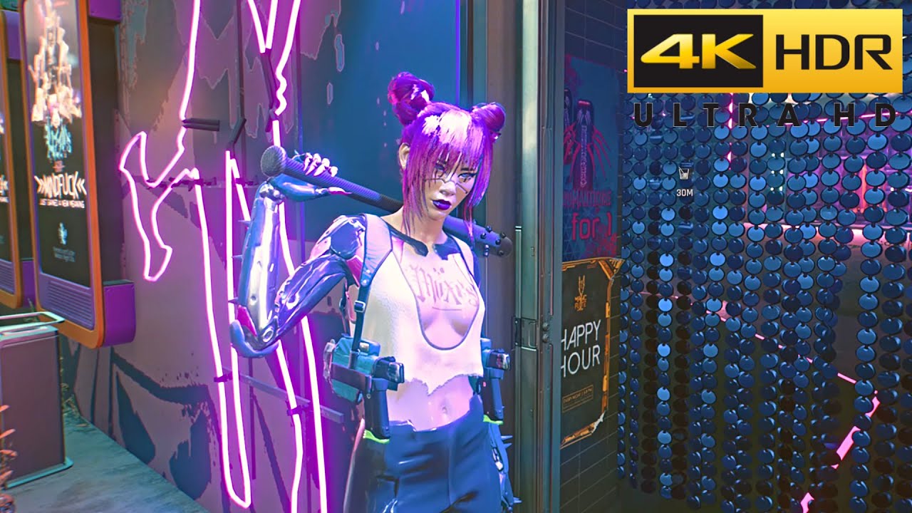Cyberpunk 2077 - Night Club Life in HDR 4K Gameplay 2160P (PS5)