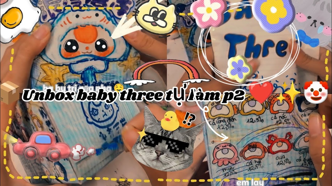 📦✨[unbox] BABY THREE hải sản tự làm 💤 ( bất ổn) p2 🐟❤️🥲#xuhuong#unboxing #squishygiay#babythree#amr