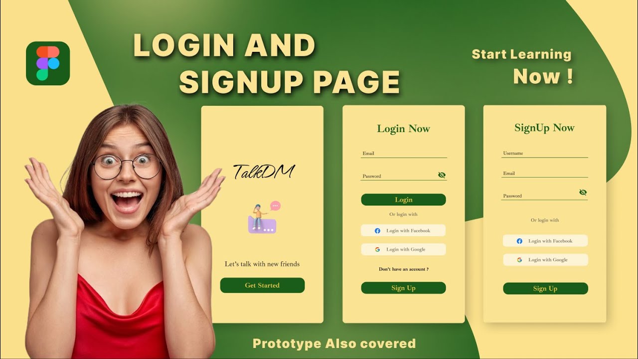 Login and Signup Page using Figma | Prototype, Mobile App UI Design | Complete tutorial - 2024