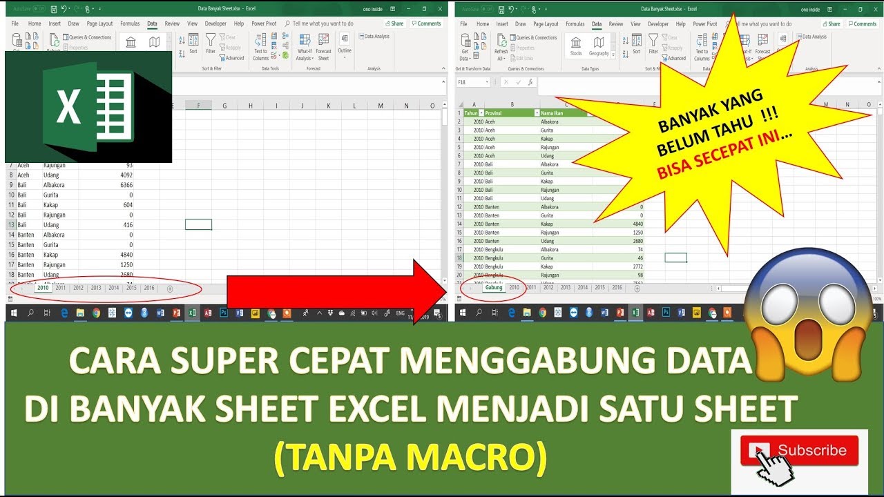 Cara Menggabungkan Banyak Sheet Menjadi Satu