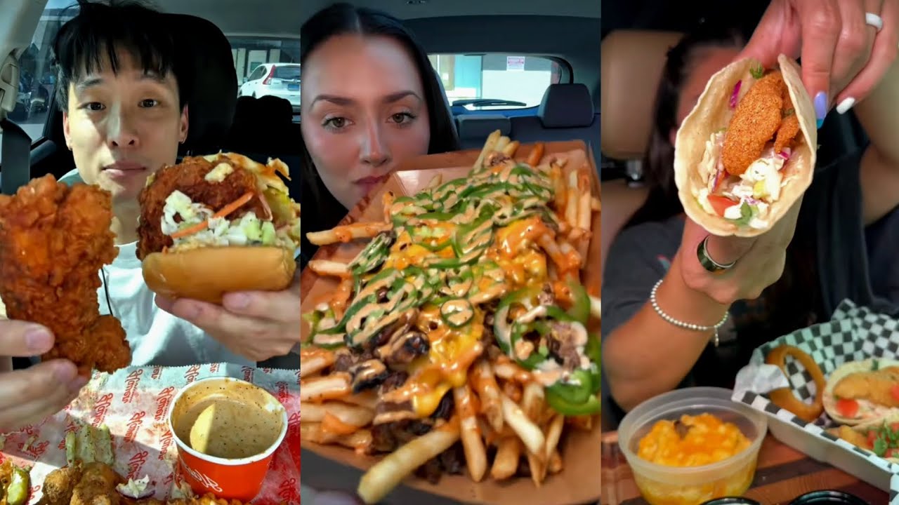 No thoughts Just Crunchy Bites 🍔🌮🍟 TikTok Mukbang Compilation • Big Bites, Saucy Drips, Cheesy Fries