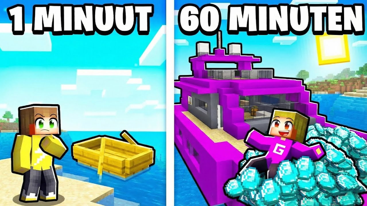 1 Minuut vs 1 Uur Boot Bouwen