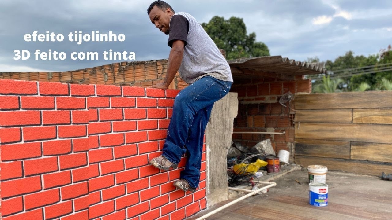 efeito tijolinho 3D com 2 matérias rápido fácil e barato passo a passo completo