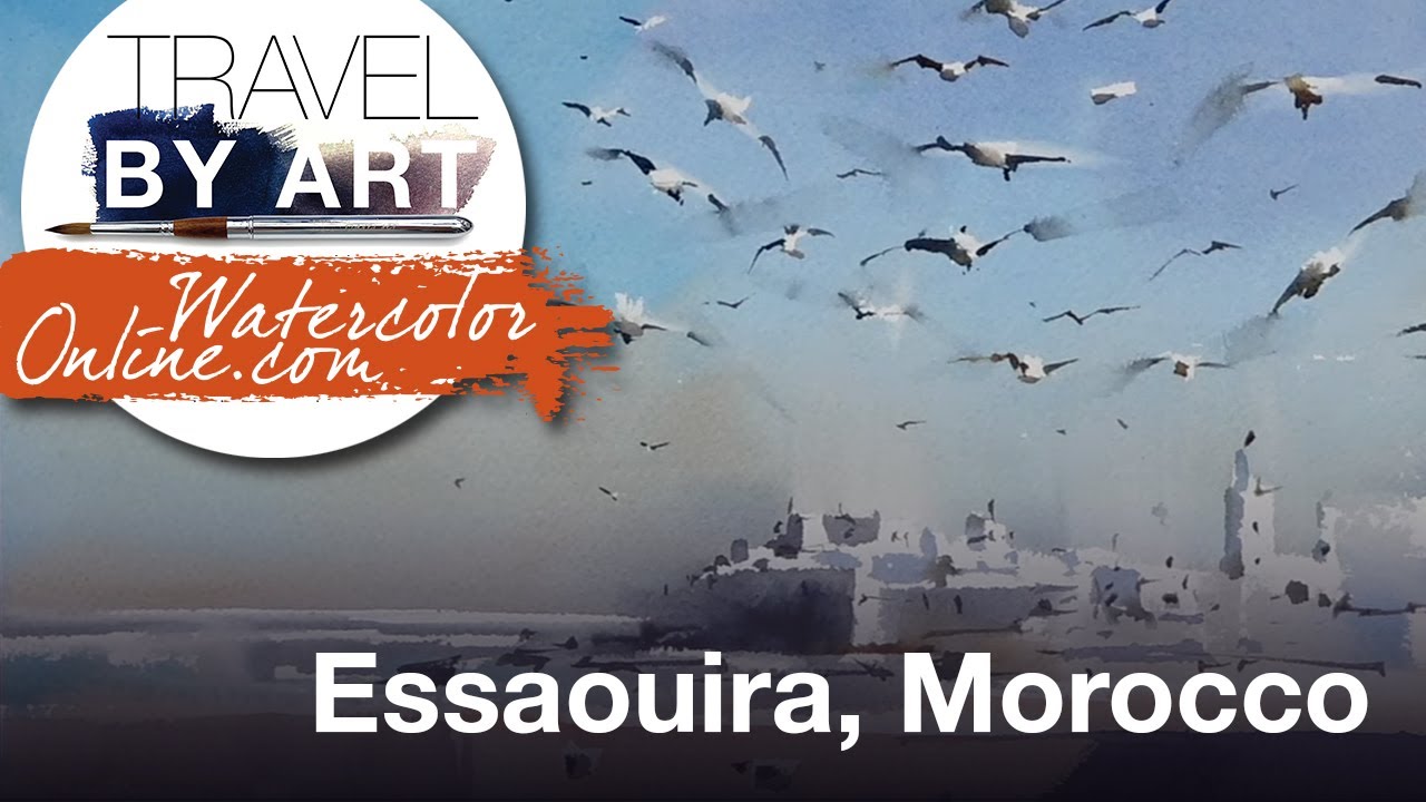 #209 Travel by art, Ep. 78: Essaouira, Morocco (Watercolor Landscape Tutorial)