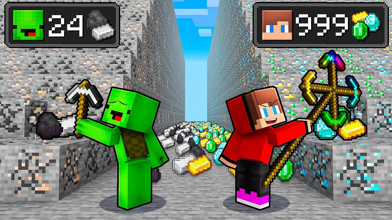 JJ and Mikey: POOR vs RICH RACE BATTLE in Minecraft - Maizen