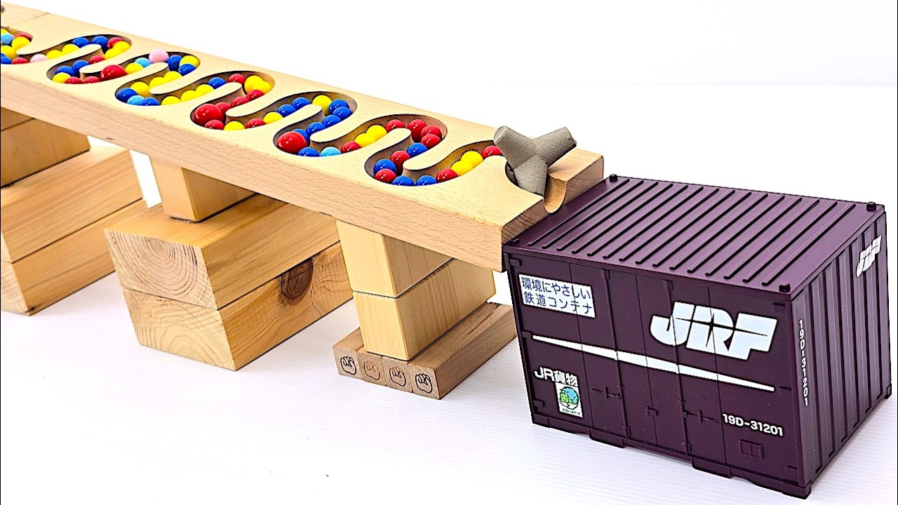 Wooden Marble Run with Container Truck | Satisfying Dump Truck ASMR
