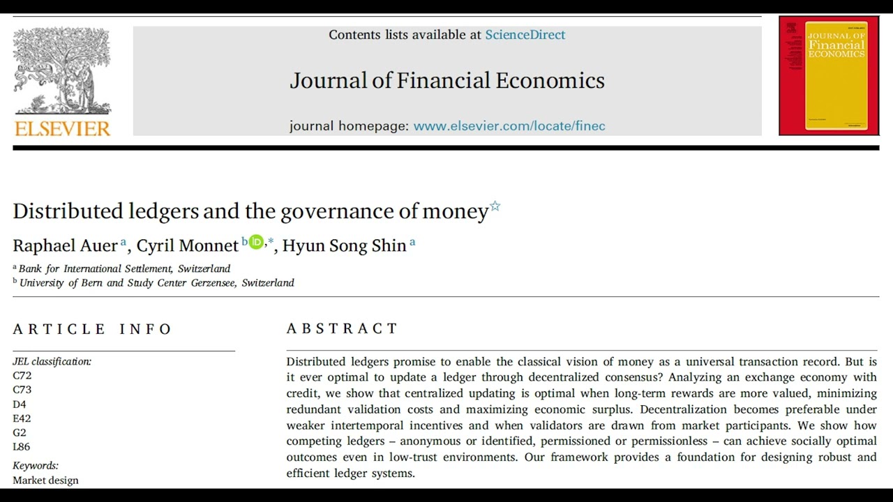 Distributed ledgers and the governance of money (2025)