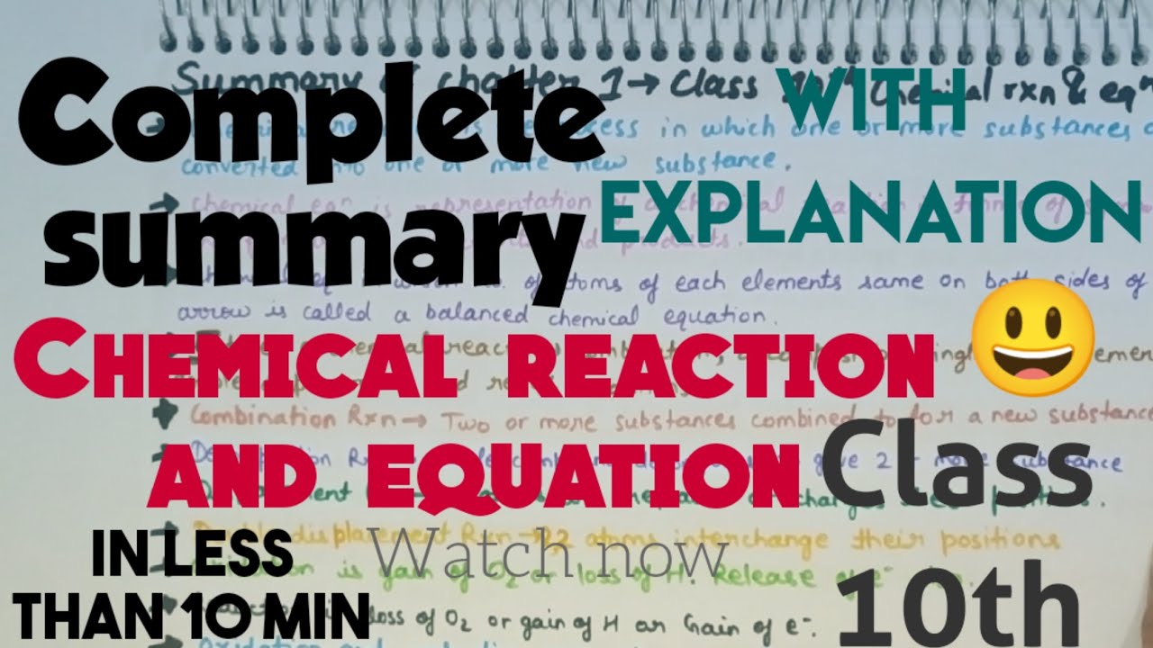 Short Summary of chemistry chapter chemical reaction and equation class 10th#boardsexams#10thboards