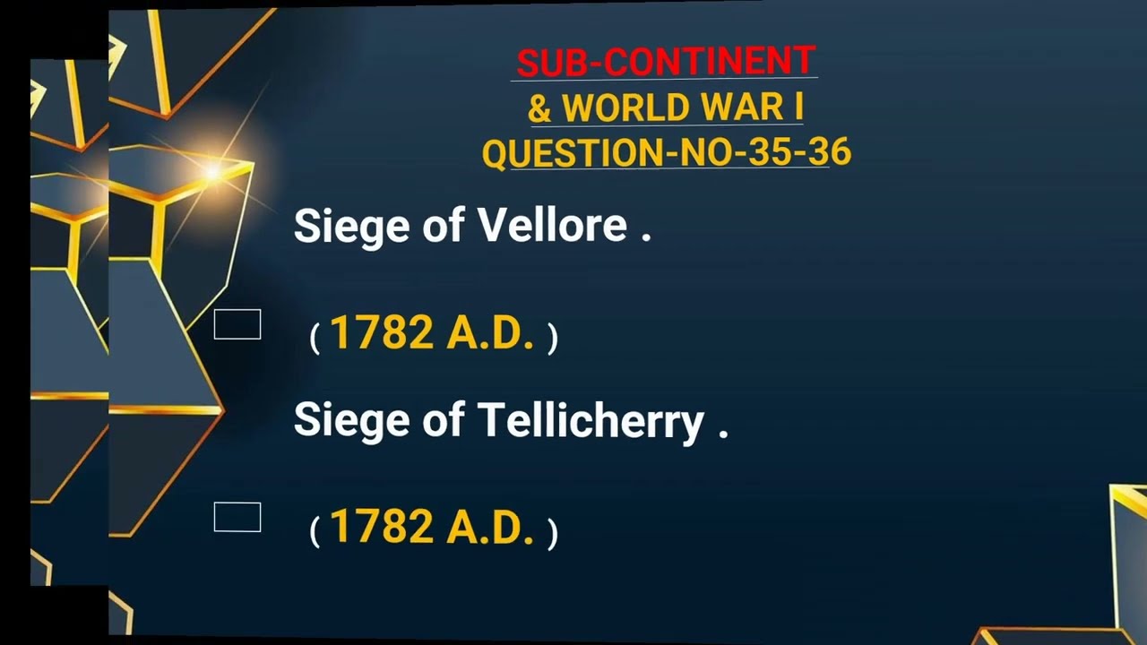 All Wars And Battles Fought in Sub Continent And 1st World War One-Liner GK @Knowledge-factory89