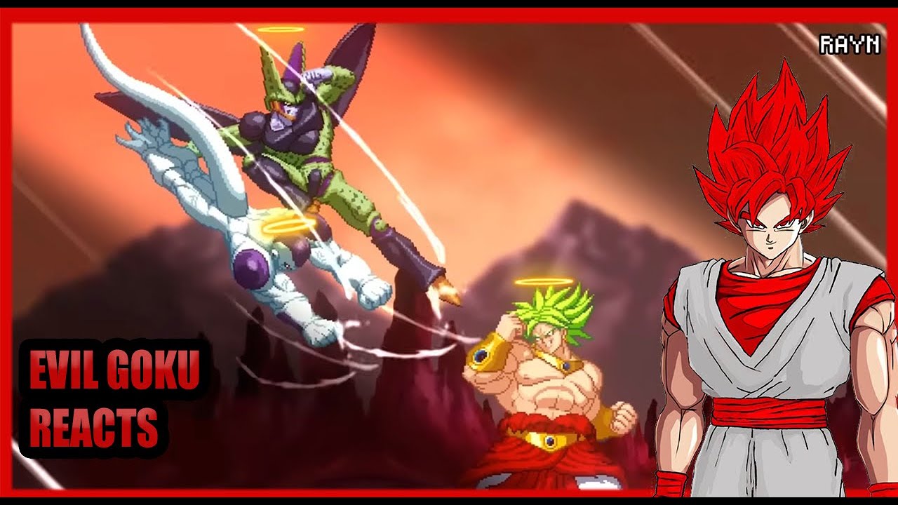 Evil Goku Reacts To Frieza, Cell Vs Broly - [Sprite Animation]