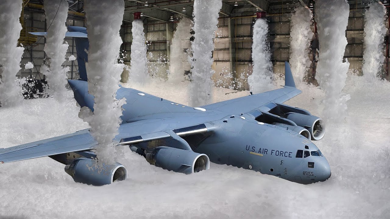 How US is Testing Million $ Foam Fire Fighting System Inside Advanced Hangar
