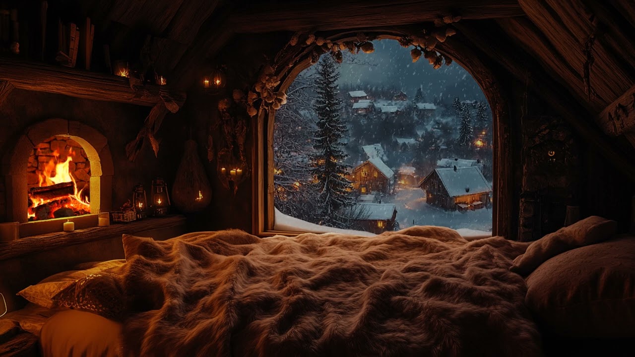 Tranquil Snowy Nights: Cozy Fireplace Ambience for Ultimate Relaxation ❄️🔥