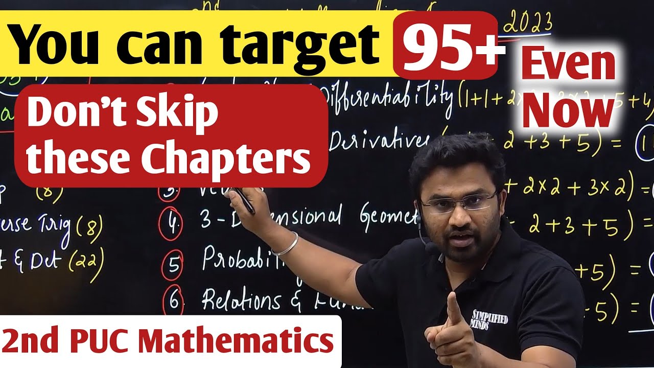 Don't Skip these Chapters | Score 95+ easily | 2nd PUC Mathematics Exam 2023