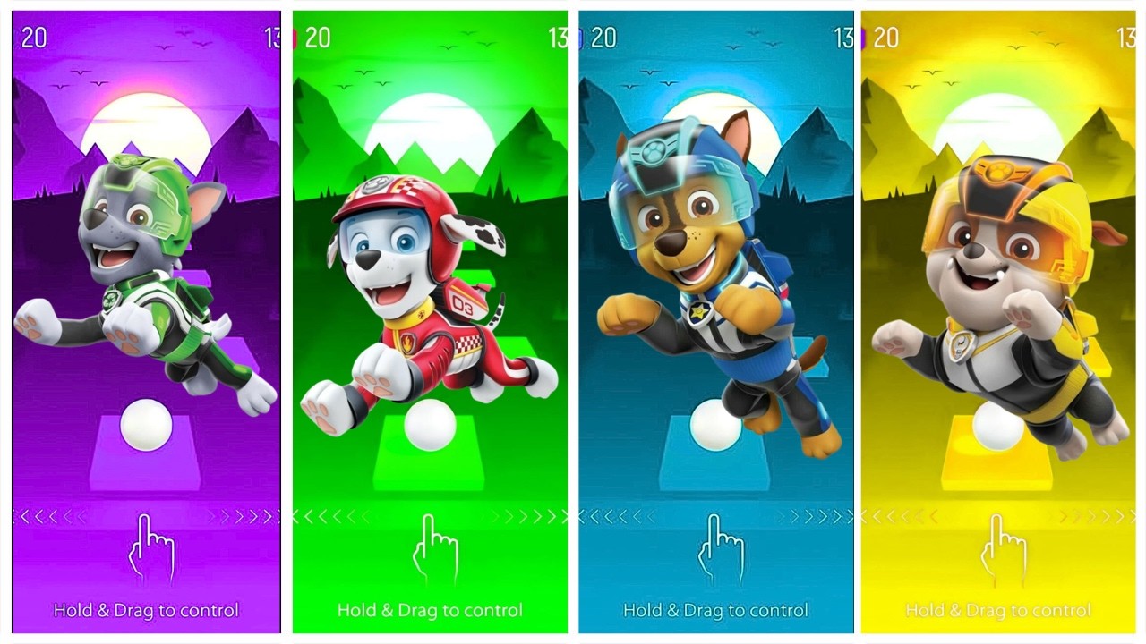 PAW Patrol Friends Battle 🆚 Tiles Hop EDM Rush 🎶 | Chase vs Rocky  vs Rubble  vs Marshall