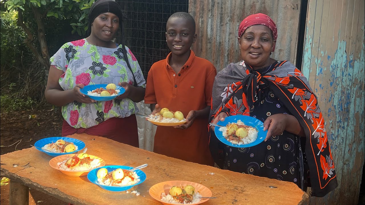 Authentic African Village Life Cooking Egg Curry with Rice 