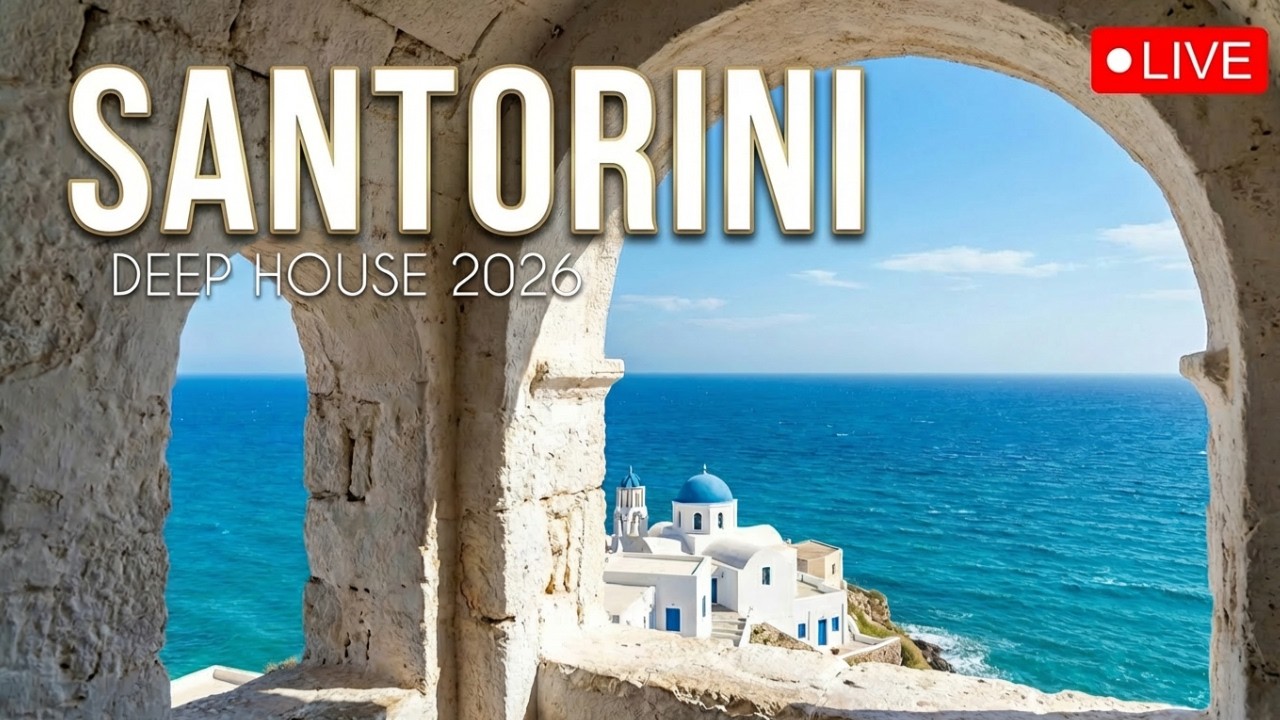 🔴 LIVE 24/7: SANTORINI 4K Chill House Radio - Greek Islands & Mykonos Summer Aesthetic 🌊