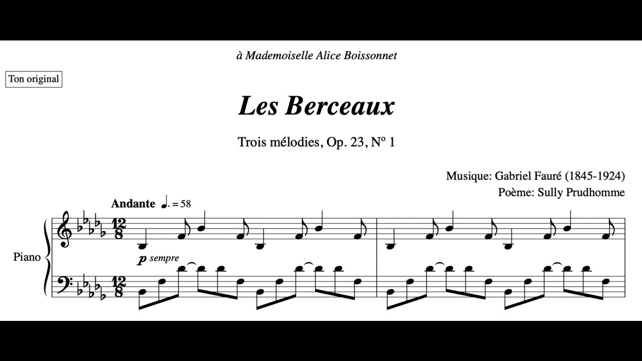 Les berceaux (B-flat Minor), Gabriel Fauré. Piano Accompaniment.