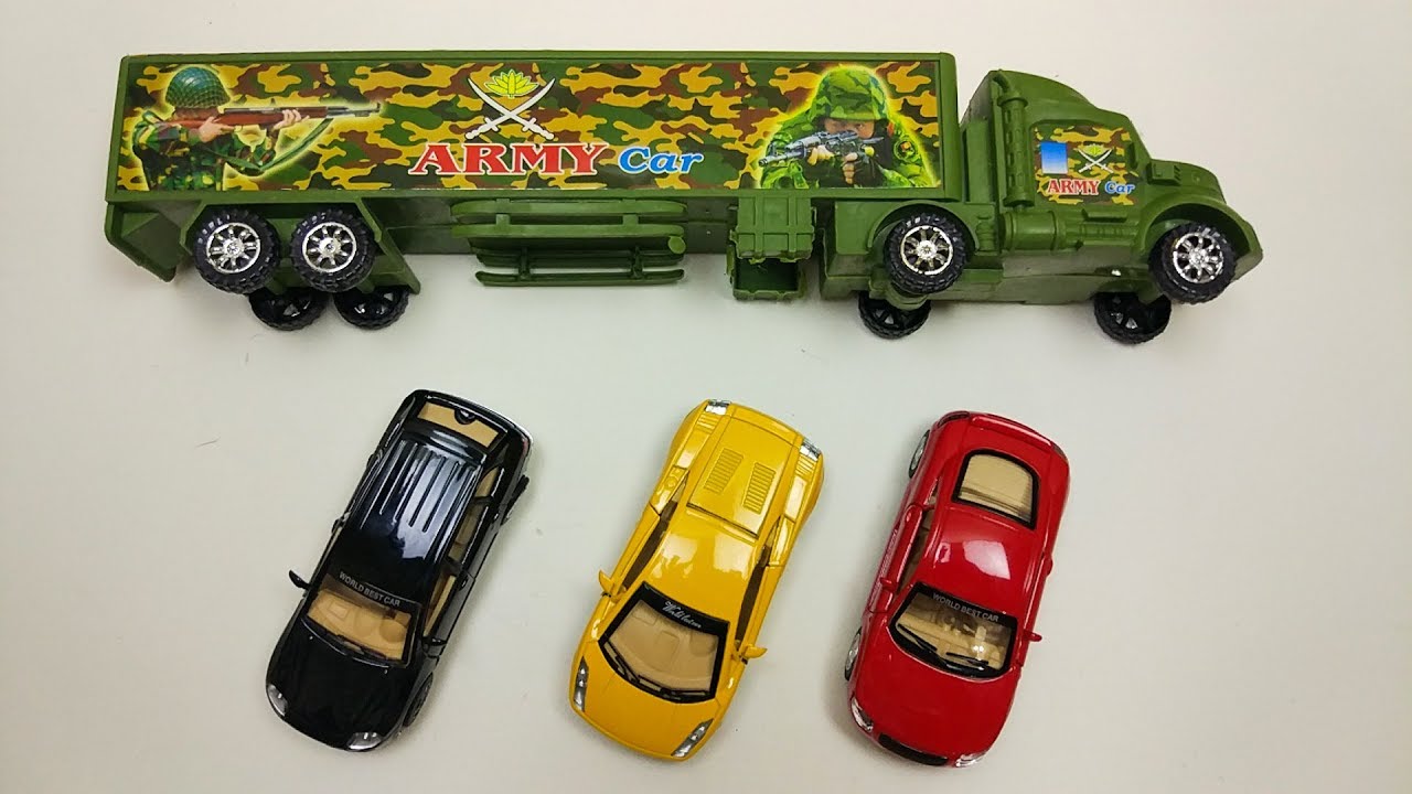 Cars For Kids! Learning Street Vehicles Names and Sounds for kids with Surprise Cars and Army Cars