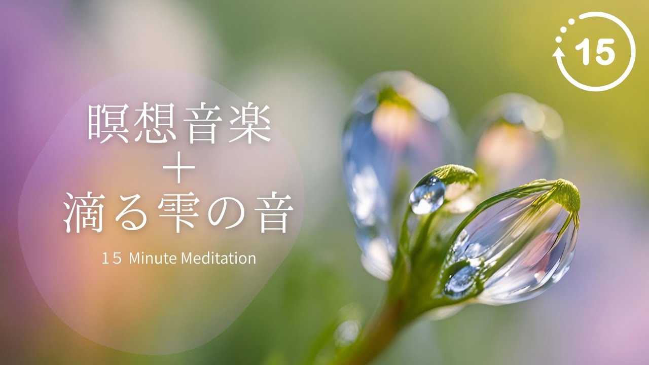 【瞑想15分用】瞑想音楽+滴る雫の音