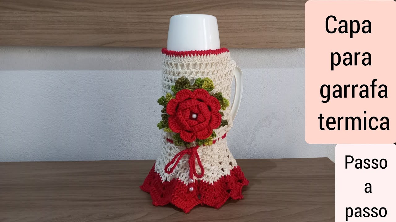 Capa de crochê para Garrafa térmica 