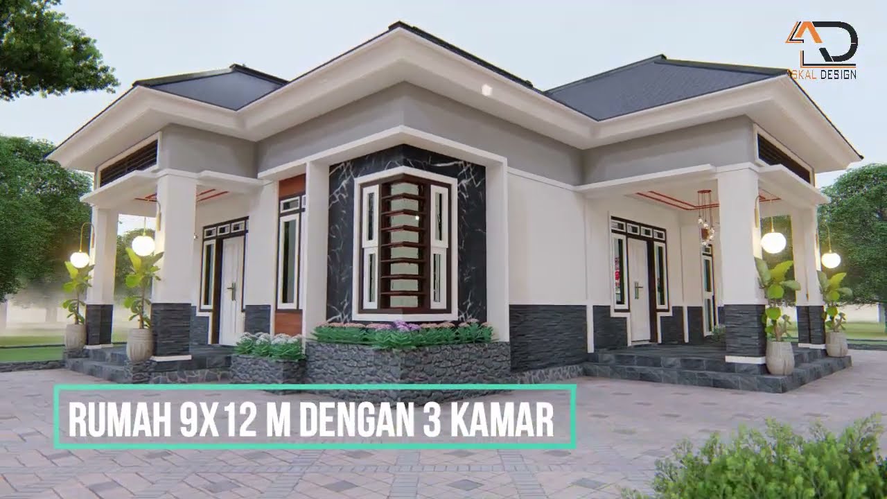 Desain Rumah Minimalis 9x12 m 3 Kamar di Pedesaan