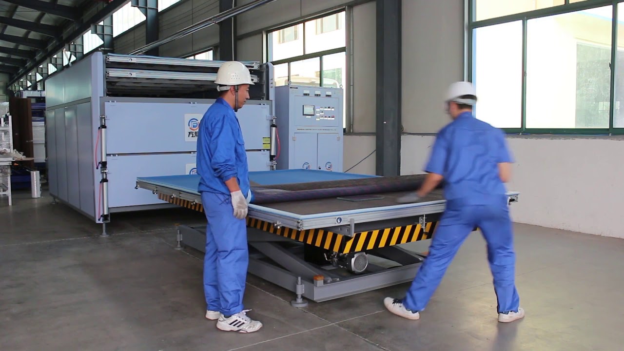EVA glass laminating machine operation video