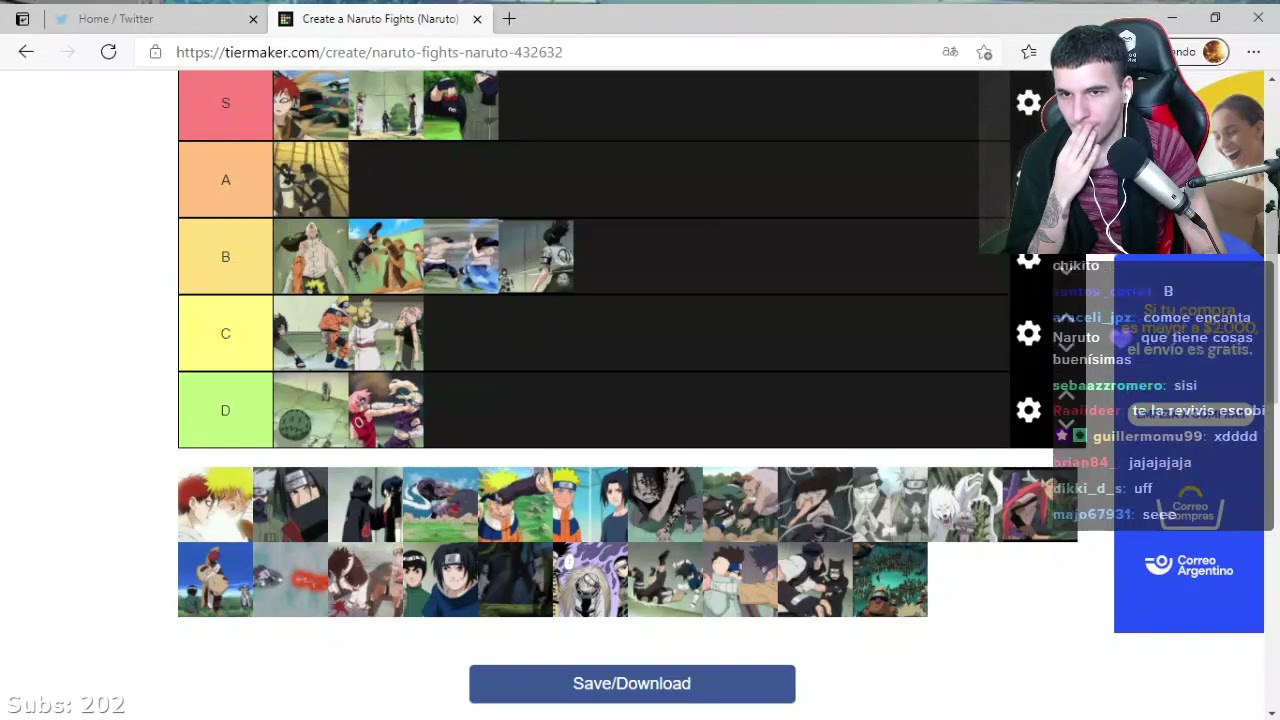 Tierlist de peleas en NARUTO