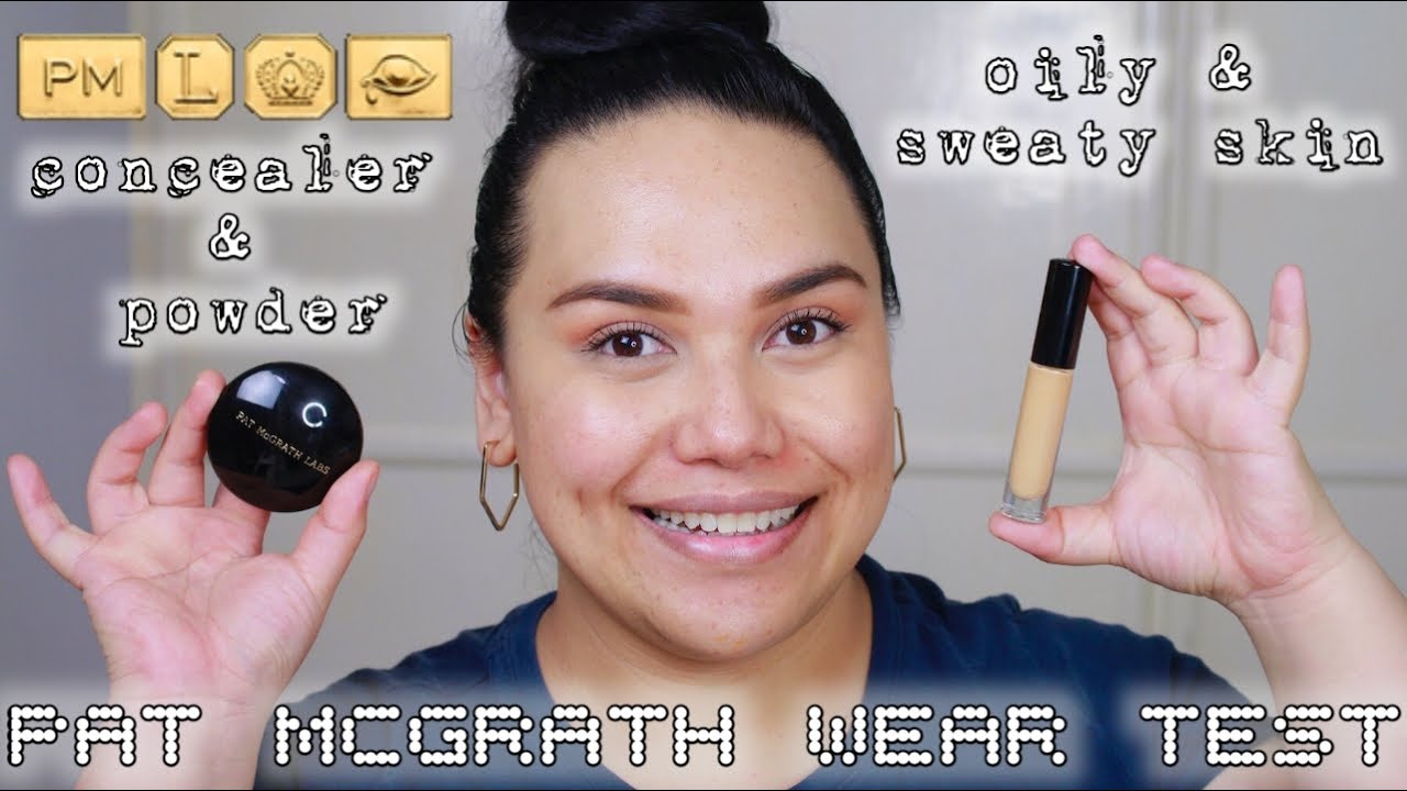 PAT MCGRATH CONCEALER & POWDER WEAR TEST | OILY & SWEATY SKIN