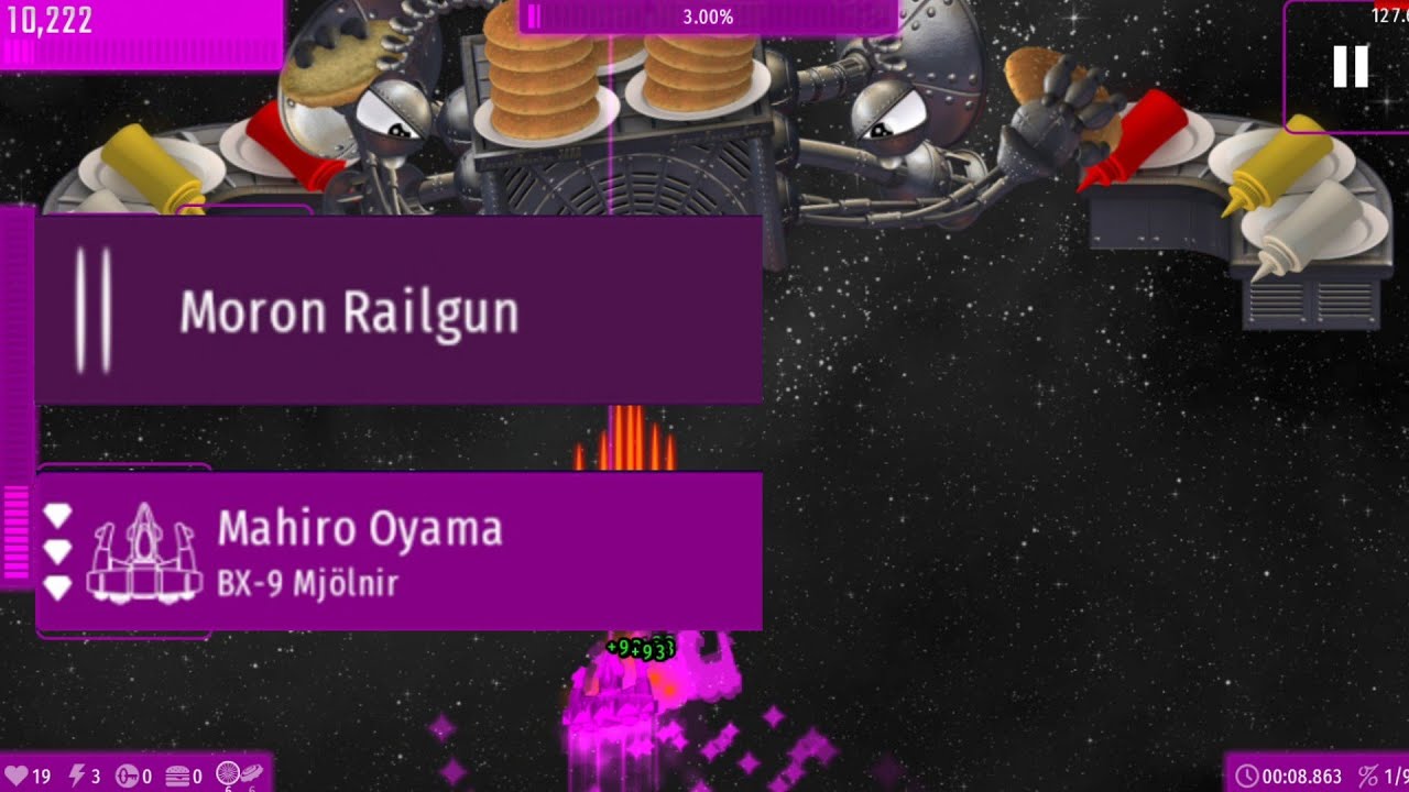 BX9 & Moron Railgun Weapon vs. Burgermeister&trade; 3000 | Chicken Invaders Universe Android Version 136.5