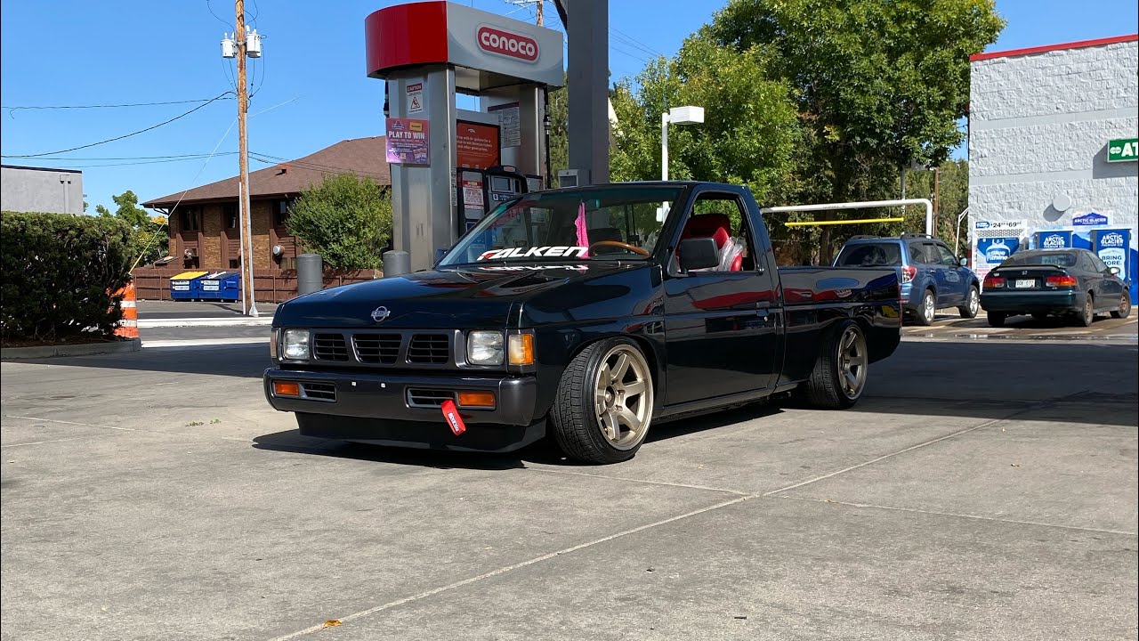 Nissan D21 Hardbody big brake swap. Drift truck gets 300zx front brakes.