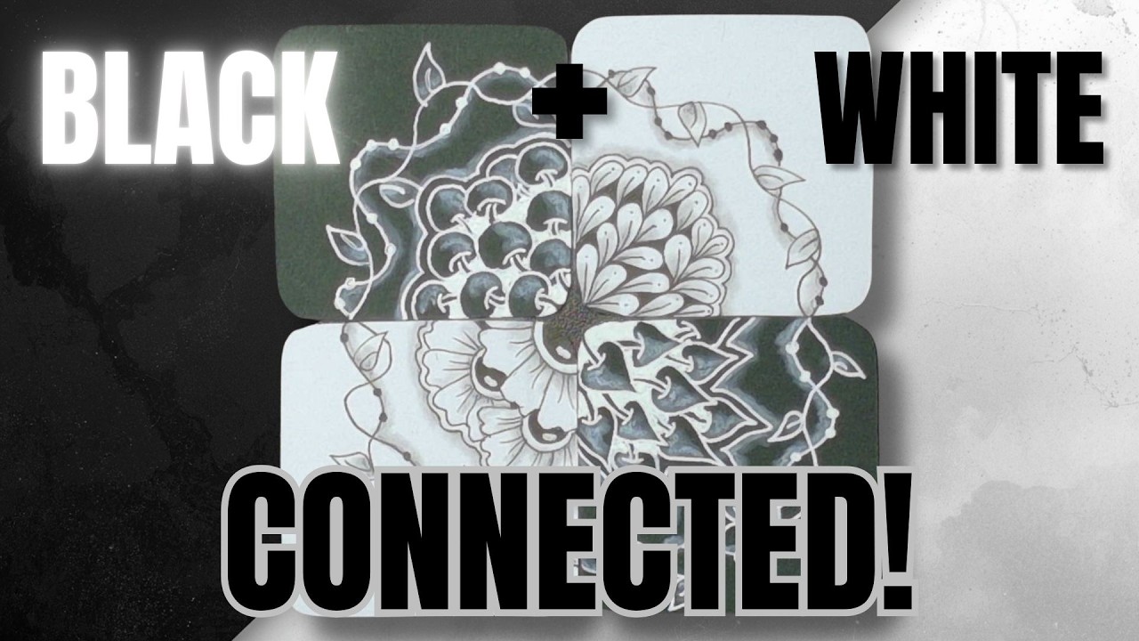 Black & White Tiles Connected! Easy Zentangle Tutorial