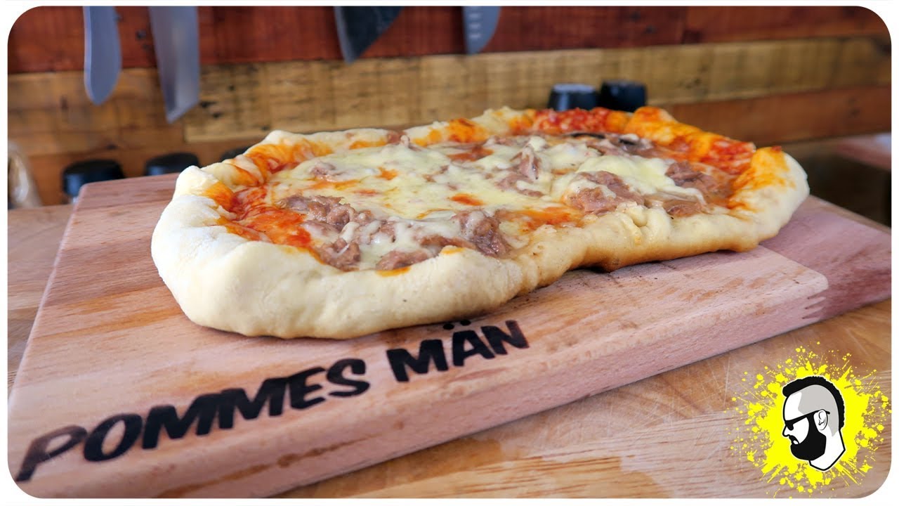 PIZZA REZEPT: Teig selber machen (5 MINUTEN) für Kontaktgrill oder Backofen | Pommes Män