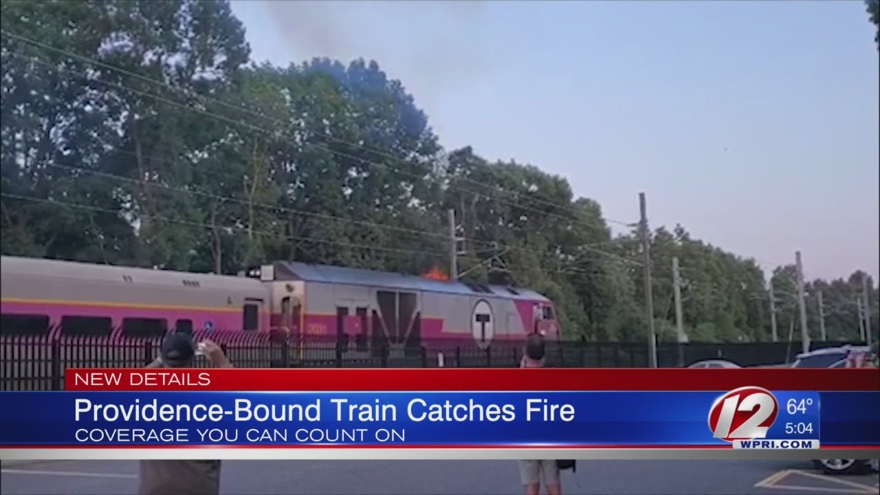 MBTA Commuter Rail train heading to Providence catches fire