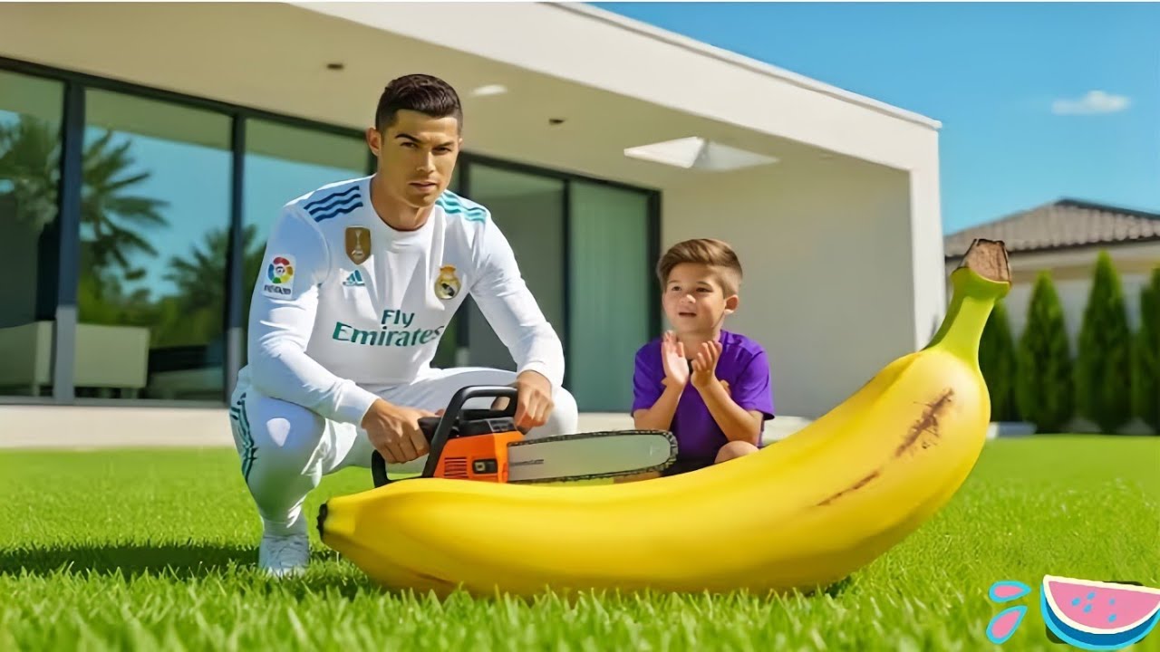 Ronaldo's Son vs Messi's Son The ULTIMATE Banana vs Watermelon Race!