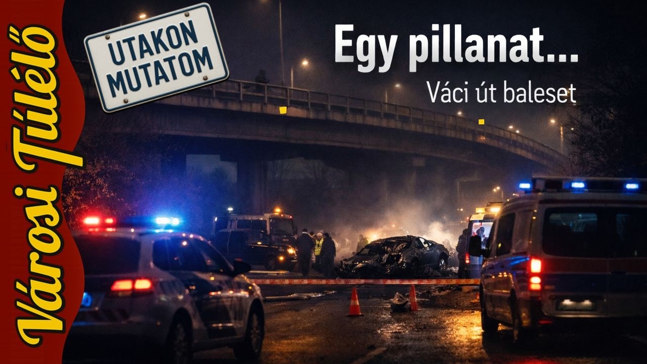UTAKON MUTATOM 7. &ndash; V&aacute;ci &uacute;ti baleset: Egy aut&oacute; lezuhant a fel&uuml;lj&aacute;r&oacute;r&oacute;l