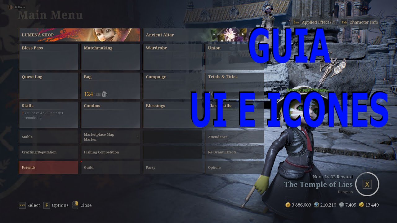 Bless Unleashed - Guia de UI e Icones