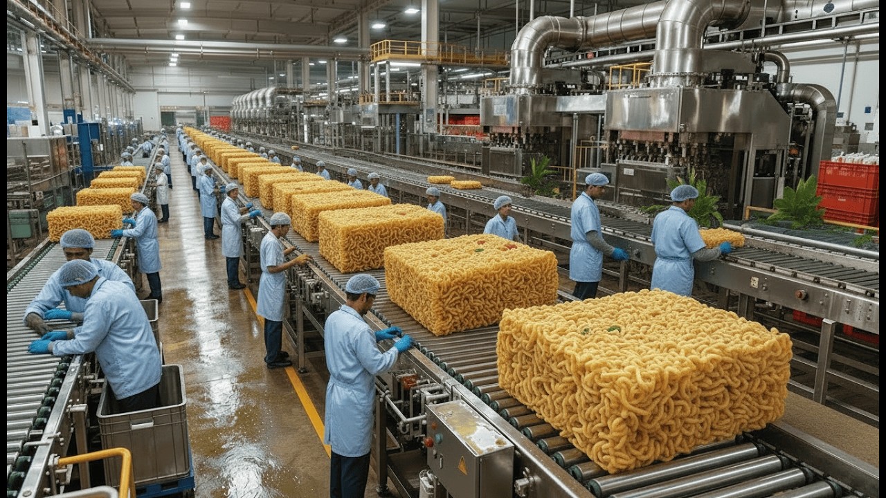 How Millions of Instant Noodles are Made Daily: Advanced Food Factory Tour #noodles
