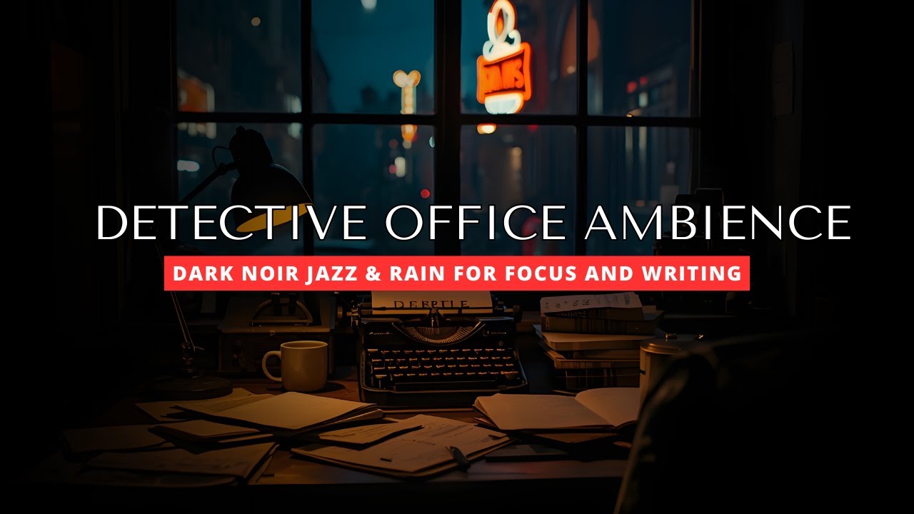 Detective Office Ambience | Dark Noir Jazz & Rain for Focus and Writing