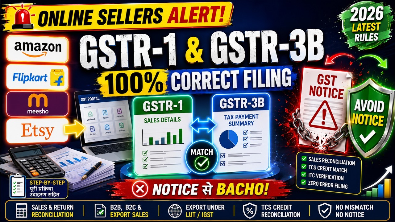 GST Return Filing for Online Sellers 2026 | GSTR-1 & GSTR-3B Complete Guide with Examples !!