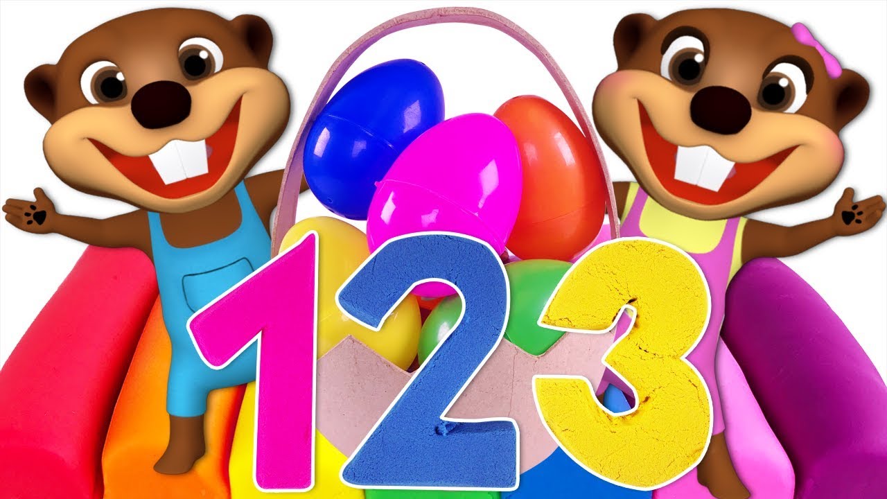 123 Surprise Eggs Kinetic Sand | Teach Counting 1 to 10 & Numbers Songs for Children & Toddlers