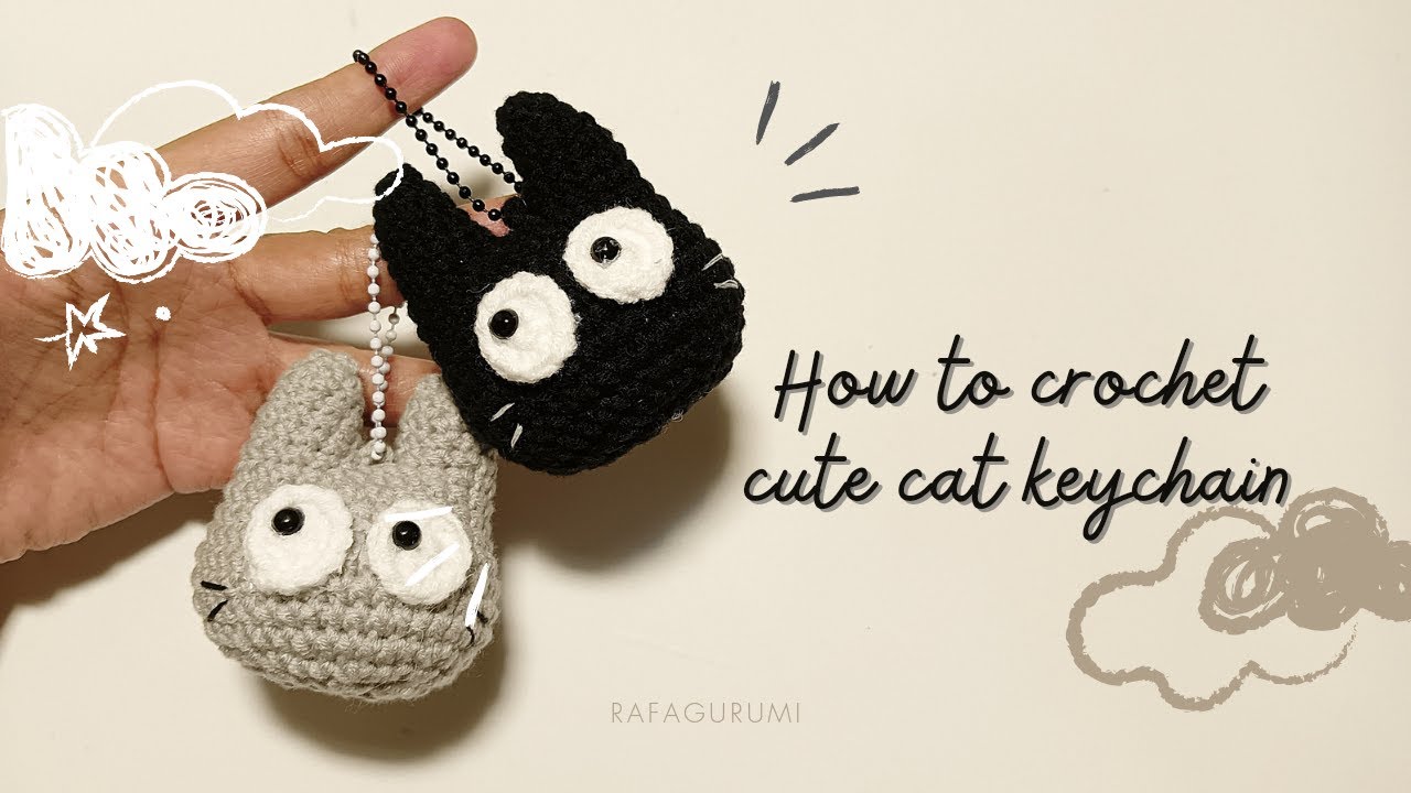 #044 How to make cute cat keychain crochet